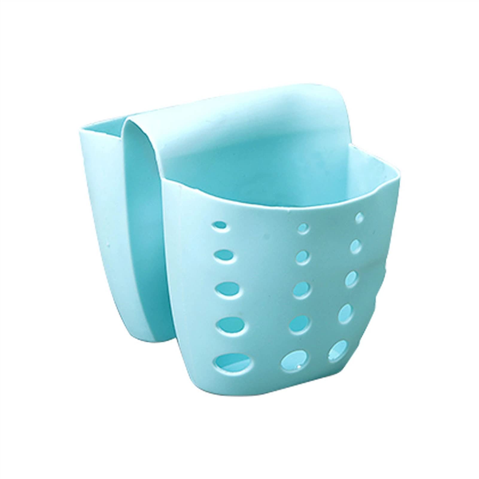 ONGHAHYIS Cutlery Storage Organizer - Kitchen Sink Sponge & Soap Holder, Hanging Basket Pouch for Utensils, Bathroom Shelf with Drain Rack - Perfect for Organizing Kitchen & Bathroom Essentials (Blue)