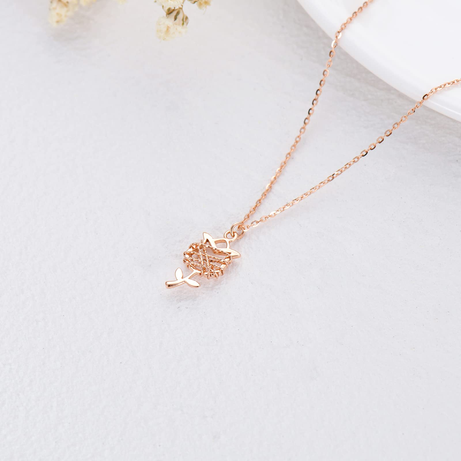 18k Rose Gold Necklace for Women - Elegant Rose Flower Pendant & Chain Jewelry Gift for Her (16-17 Inch) | Perfect for Anniversaries, Valentine's Day & Special Occasions