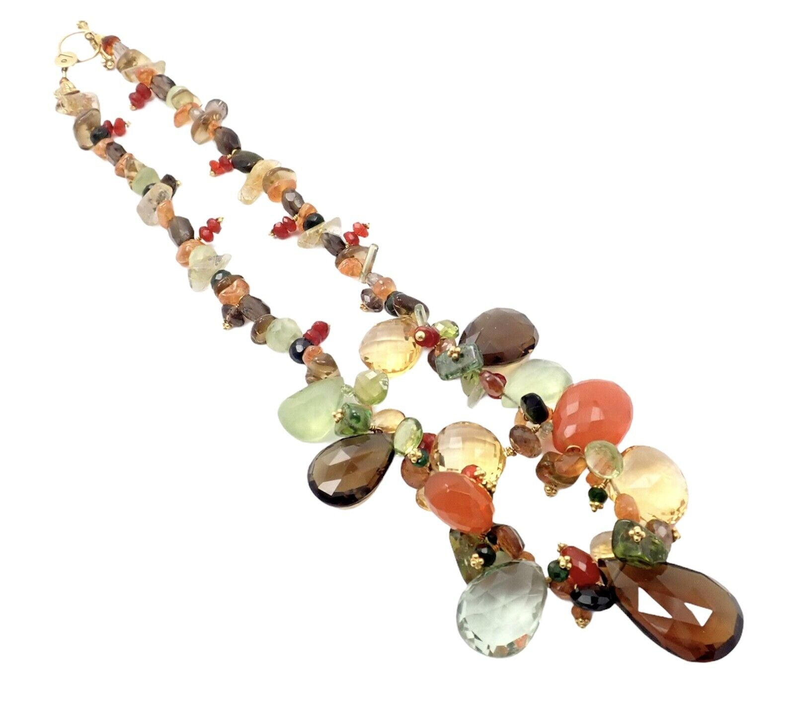 22K Yellow Gold Briolette Onyx Spessartite Bead Candy Necklace by Laura Gibson - Rare Vintage Statement Jewelry for Women, Perfect for Evening Parties & Special Occasions