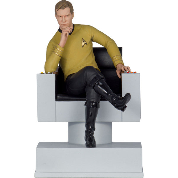 Star Trek TOS Captain Kirk on Chair Statue Bookend - Classic TV Show Collectible for Fans - Perfect for Bookshelf Decor and Sci-Fi Memorabilia Display