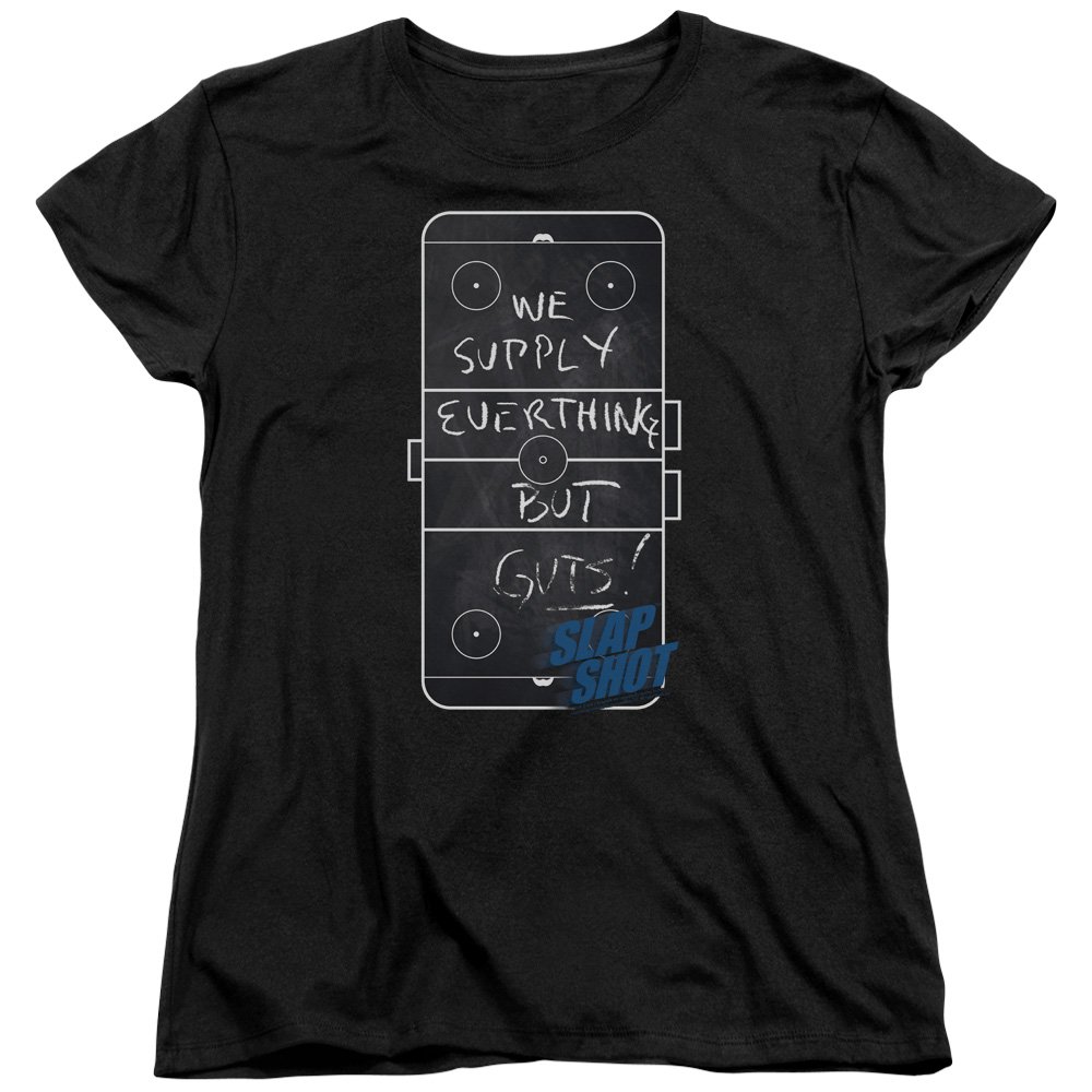 Trevco Slap Shot Chalkboard Women's T-Shirt | Funny Hockey Graphic Tee | Casual Cotton Shirt for Women | Perfect for Hockey Fans, Game Day & Casual Wear