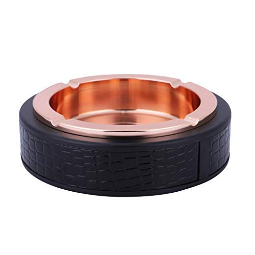 Premium PU Leather Ashtray with Gold/Silver Card Slot - Round Modern Smoking Accessory for Home, Office & Living Room - Perfect for Cigars, Cigarettes & Social Gatherings