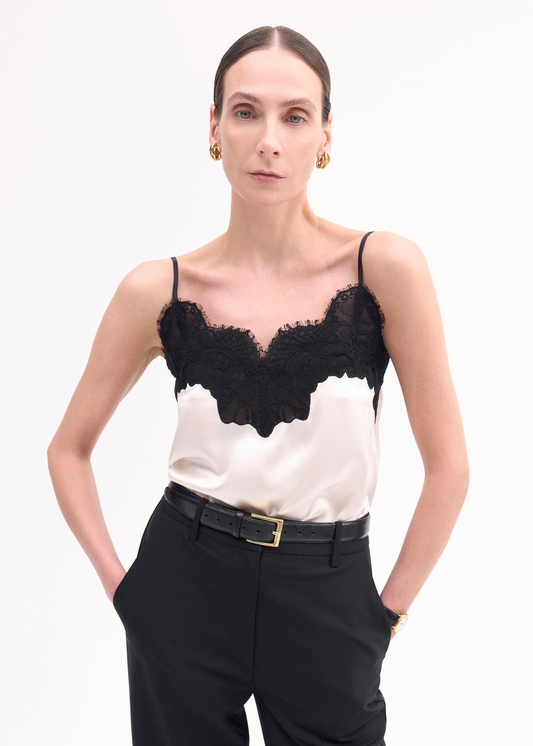 Silk Lace Camisole Top - Ivory Elegant Women's Sleepwear & Loungewear for Romantic Nights & Special Occasions