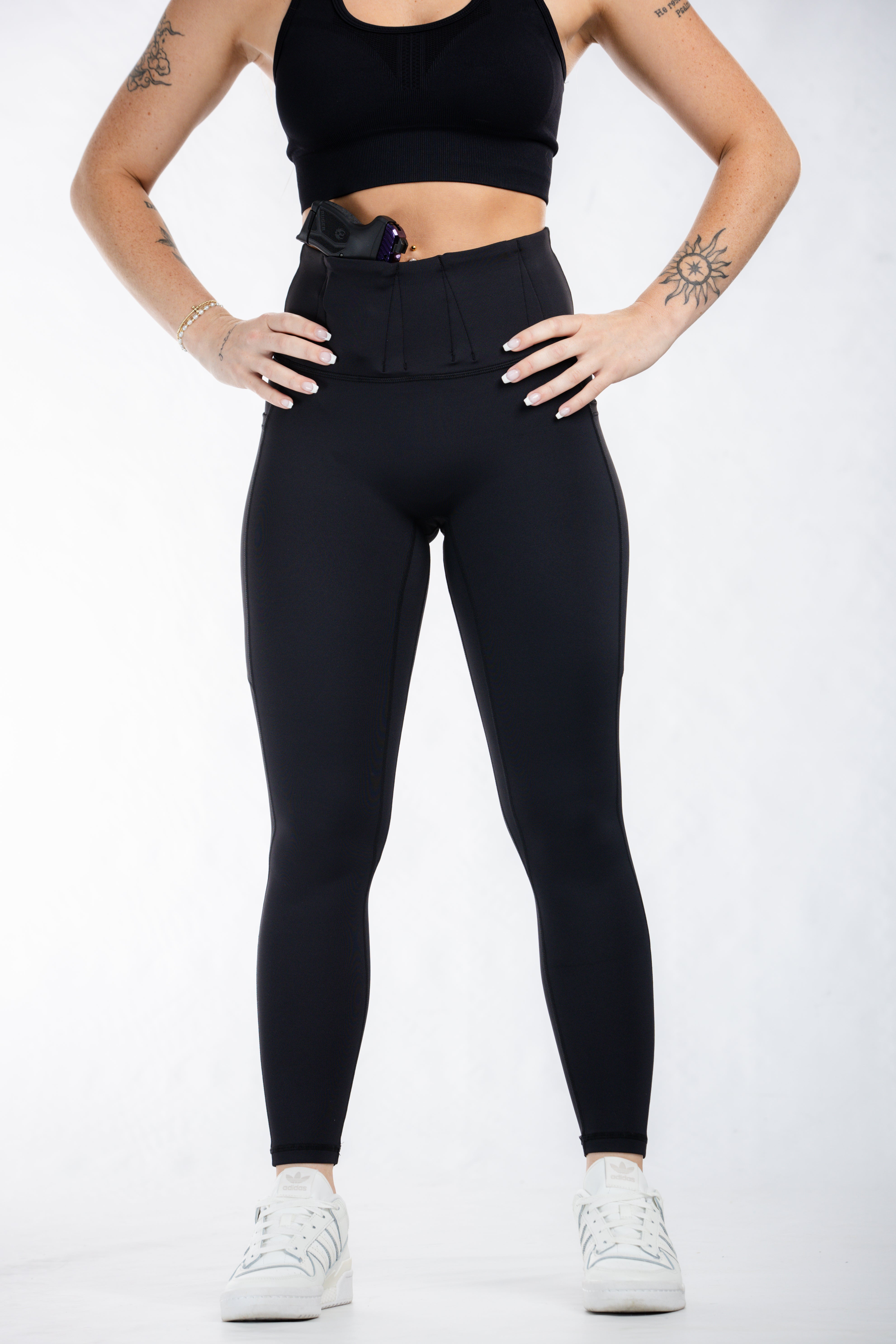Concealed Carry Leggings with Hidden Pockets for Women - Comfortable & Secure Black Yoga Pants for Running, Gym & Everyday Wear