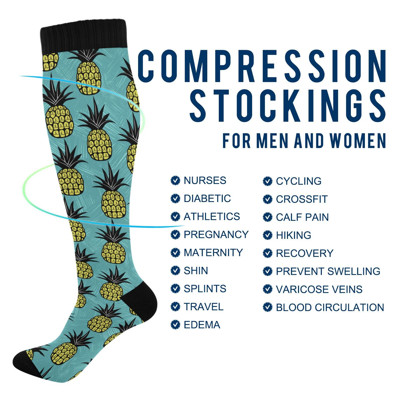 JUNZAN Baroque Chain Black Compression Socks for Women & Men - Improve Blood Circulation, Running, Cycling, Athletic & Nurse Support Socks - Perfect for Sports, Work & Daily Comfort