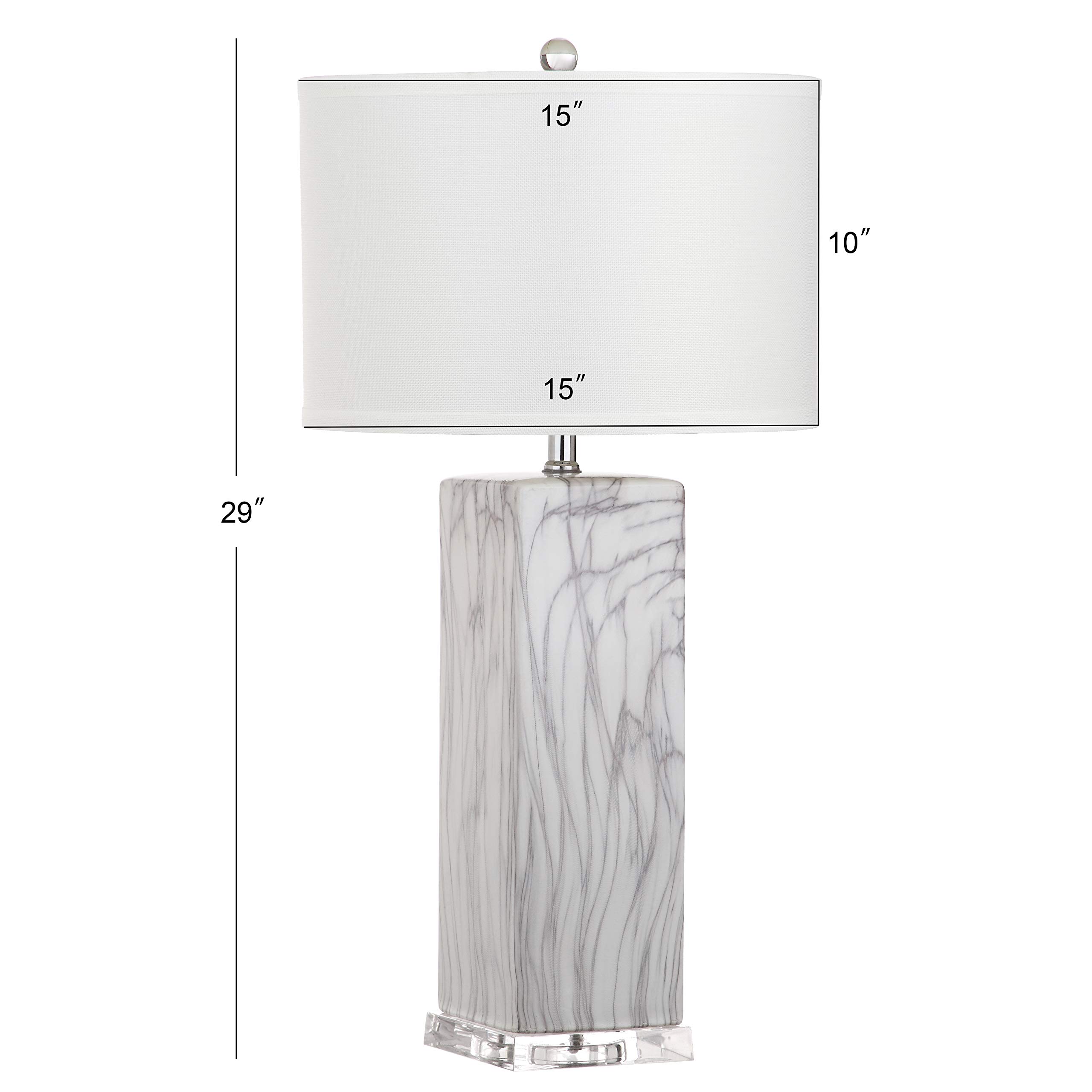SAFAVIEH Olympia Modern Contemporary Black & White Marble Ceramic Table Lamp Set of 2 with LED Bulbs - 29