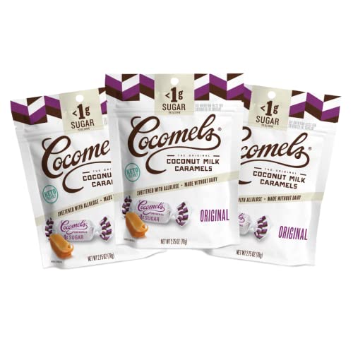 Cocomels Original Coconut Milk Caramels - Low Sugar (Less Than 1g), No Erythritol, Vegan & Gluten-Free, Pack of 3 - Perfect for Keto Snacks, Healthy Desserts & Gift Baskets
