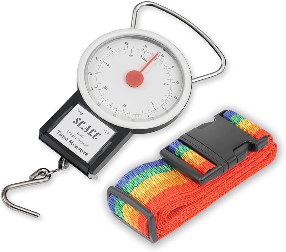 Portable Luggage Scale with Rotating Display & Measuring Tape - Perfect for Travel, Shipping, and Weight Management