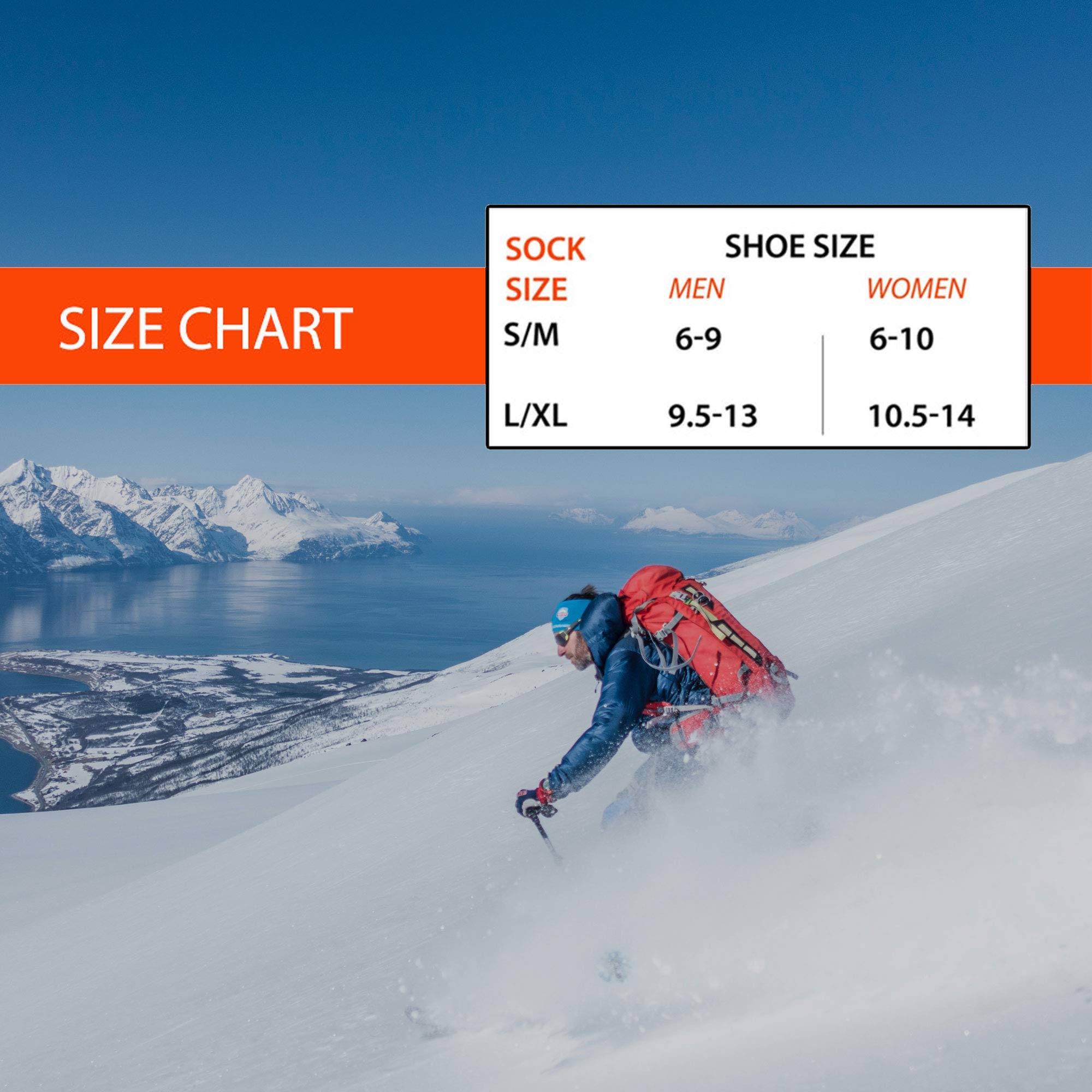 Elite Merino Wool Ski Socks for Men & Women - Thermal Winter Snowboard Socks with Cushioning & Arch Support - Perfect for Skiing, Snowboarding & Cold Weather Outdoor Activities