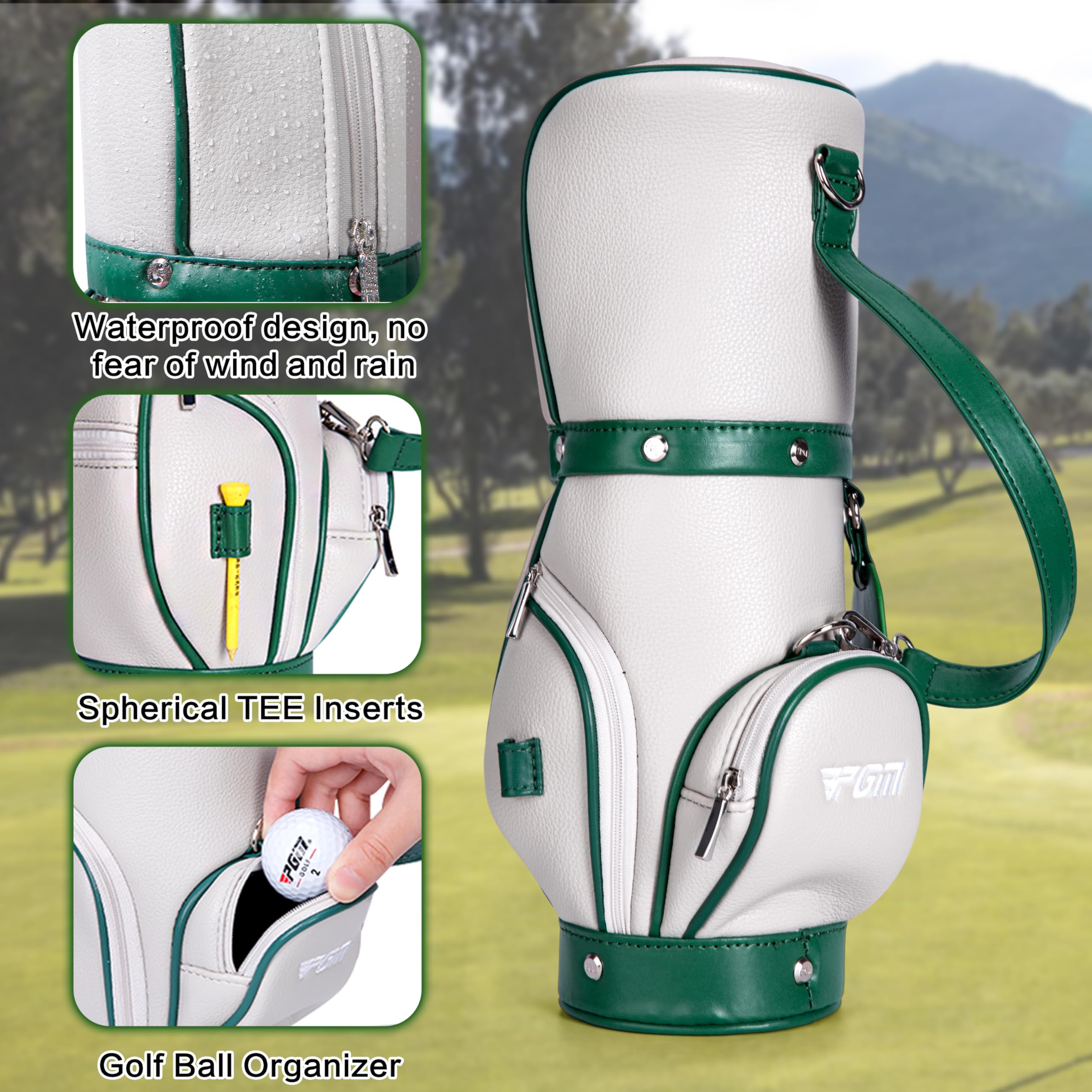 PGM Cross Body Golf Ball Bag - Lightweight & Durable Golf Ball Carrier Pouch with Elastic Tee Holder for Women | Perfect for Outdoor Golf Training, Practice & On-Course Convenience