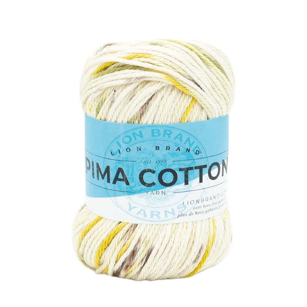 Lion Brand Yarn Pima Cotton Yarn - Soft Premium Knitting & Crochet Yarn, Seaglass Color, 1 Skein (50g) - Perfect for Baby Blankets, Scarves & Summer Garments