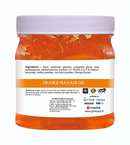 Pink Root Orange Massage Gel & Sandal Scrub Set - 500ml Each - Natural Aromatherapy for Relaxation & Exfoliation - Perfect for Spa, Home Massage & Skin Care
