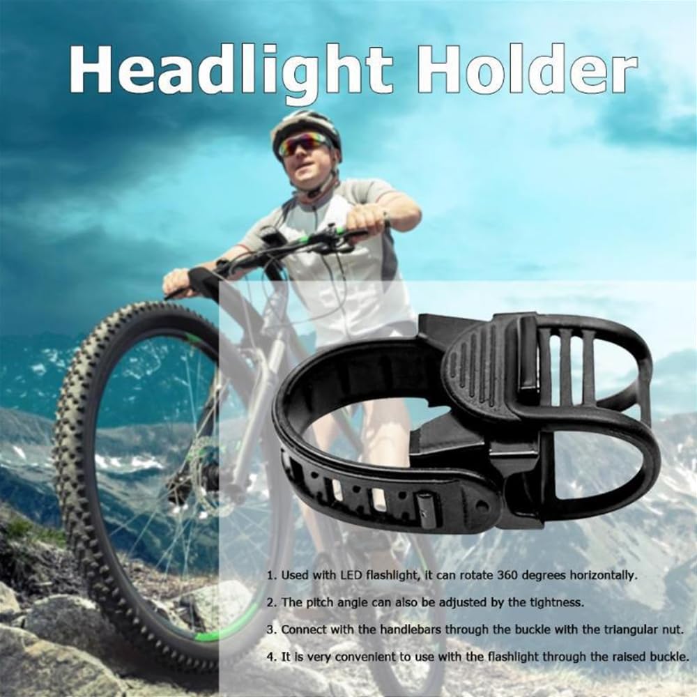 2 Pack Adjustable Bike Flashlight Mount Holder - Universal Bicycle & Motorcycle Light Mount for Cycling, Night Riding, Camping & Outdoor Adventures (Black)