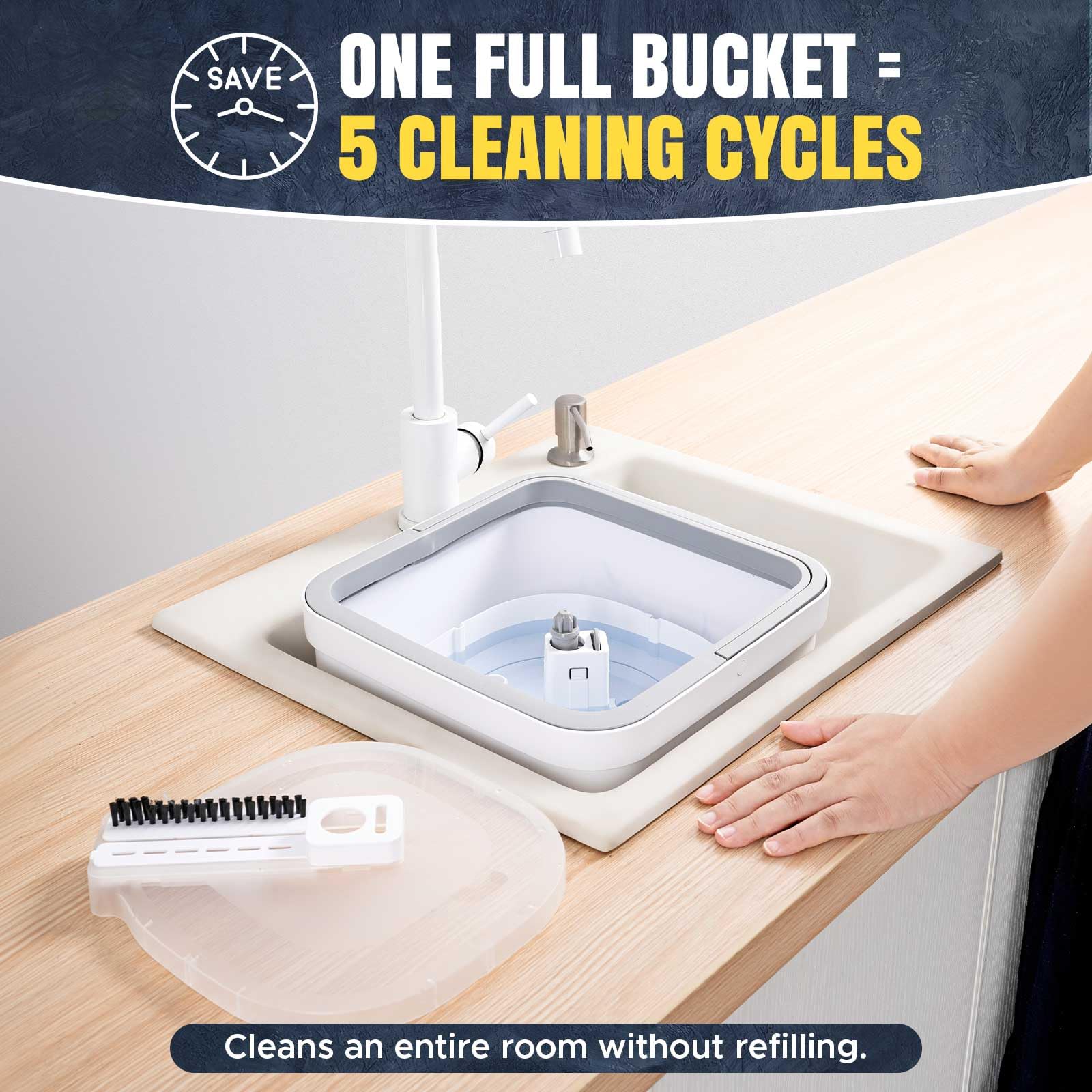 VENETIO Innowellclean Triangle Spin Mop and Bucket Set with Self-Cleaning, Dry & Wet 3-in-1 Dirty Separation System | Microfiber Floor Mop for Hardwood, Laminate & Tile Floors | Perfect for Home, Kitchen & Office Cleaning