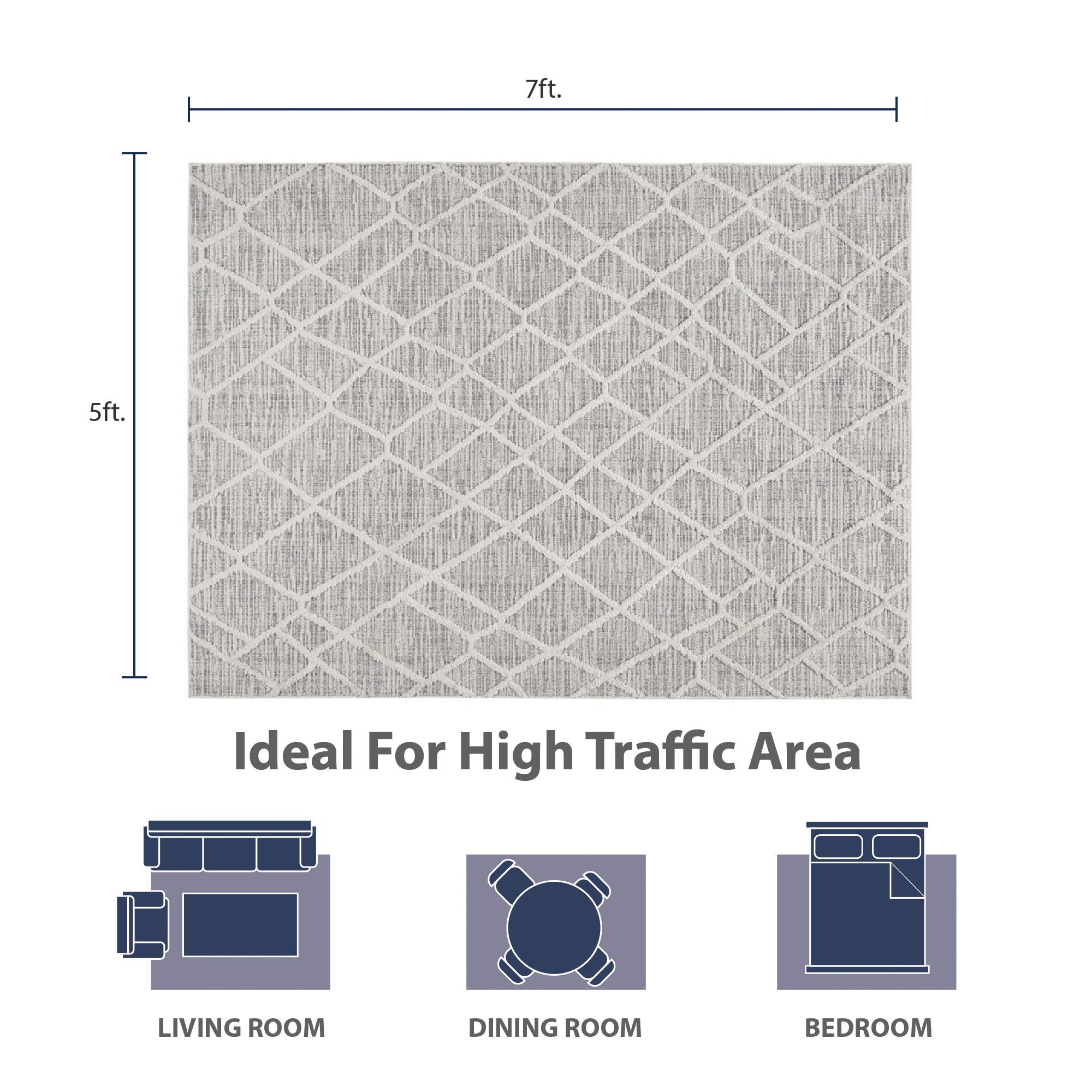 Madison Park Ashley 5x7ft Woven Turkish Area Rugs - Ultra Soft Modern Floor Carpet for Living Room & Dining Room Decor in Gray/Cream | Perfect for Home, Office & Indoor Spaces