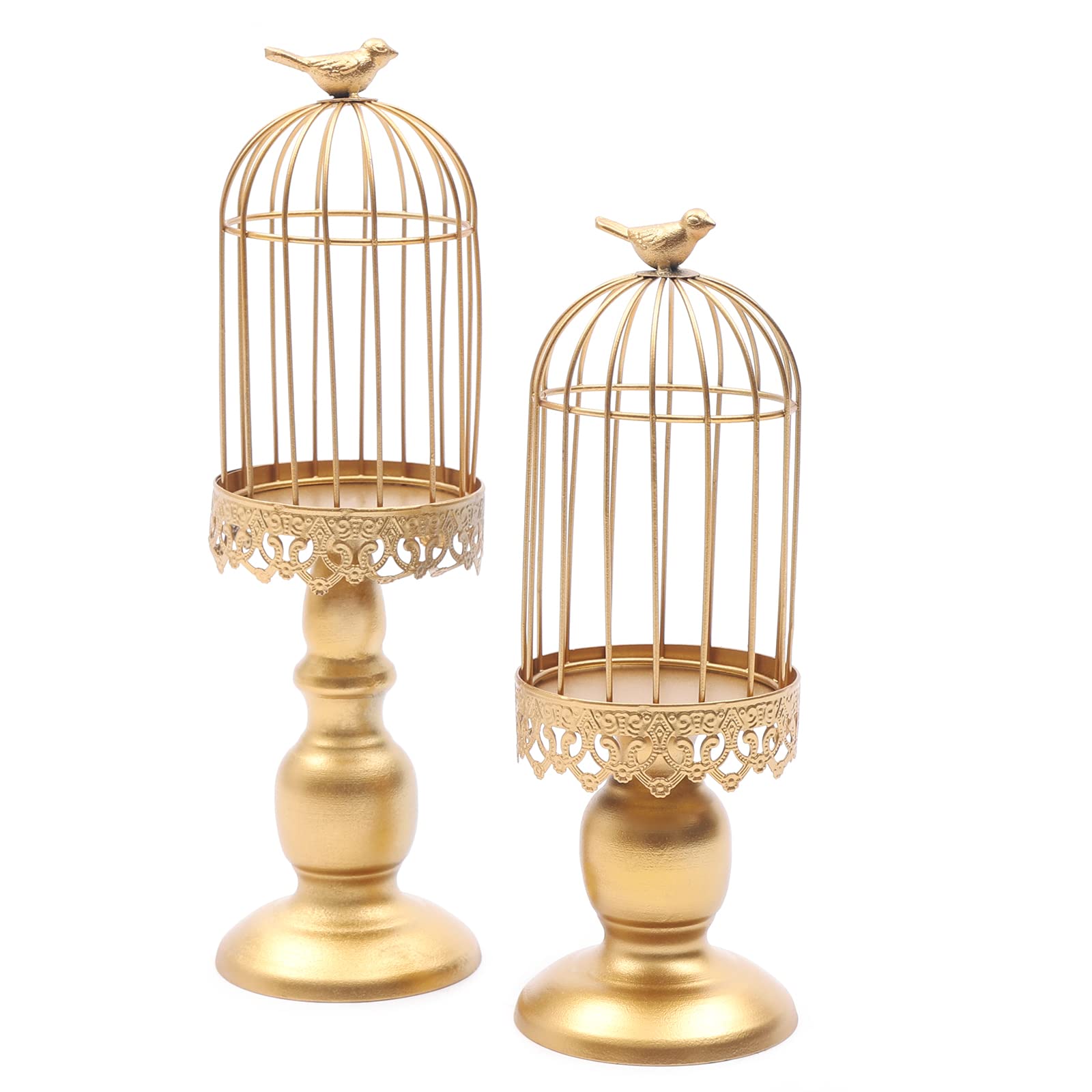 Gdrasuya10 2-Piece Vintage Gold Birdcage Candle Holders - Elegant Wedding Table Centerpiece, Home Decor for Romantic Candlelight Dinners & Special Occasions