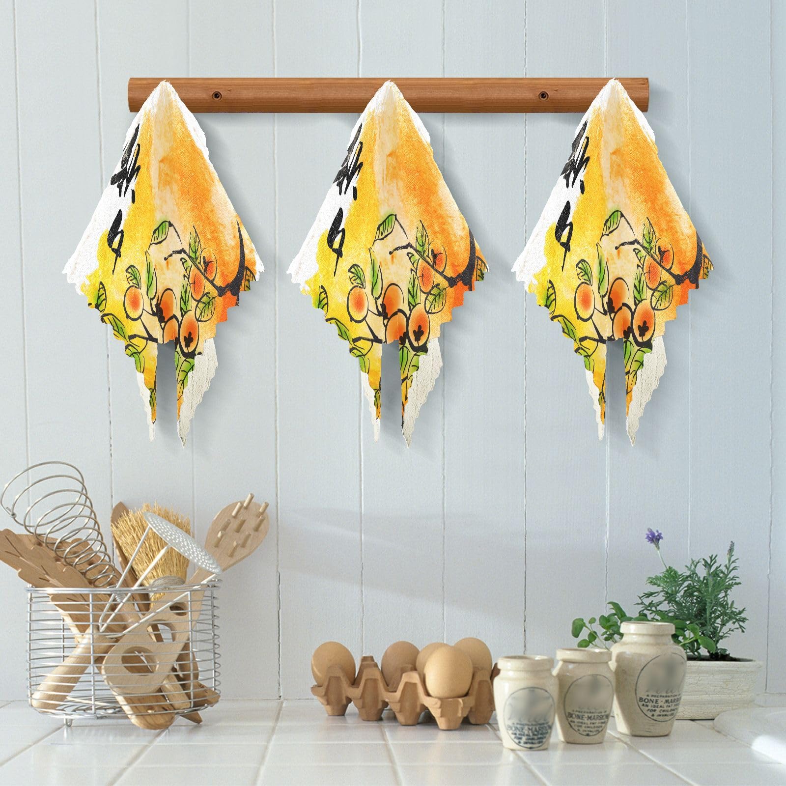 Premium VIGTRO Persimmons Fall Fruit Dish Cloth Towels - Super Absorbent & Fast Drying Kitchen Rags, Reusable Washcloths for Cleaning (11x11 Inch, 6 Pack) - Perfect for Dishes, Countertops & Home Decor