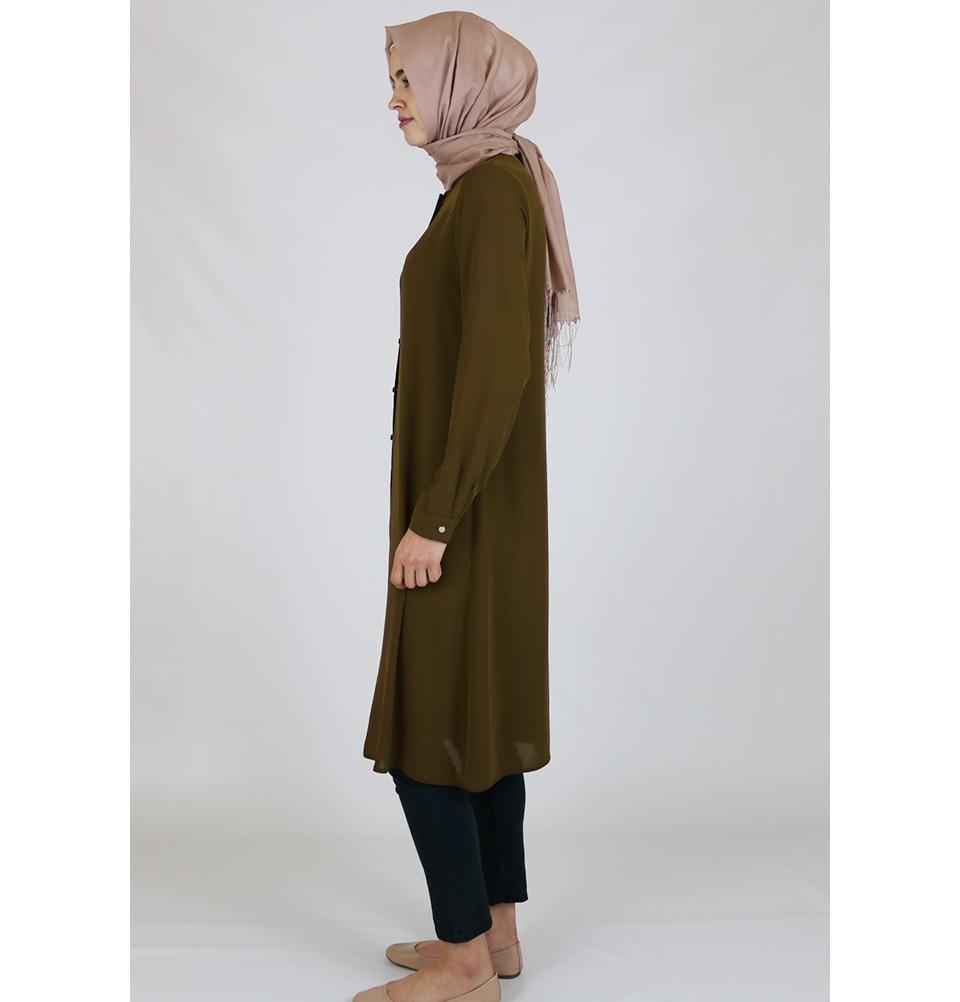 Abaci Simple Tunic Dress 17TNK9936 in Olive Green - Perfect for Casual Wear, Office Outfits & Everyday Comfort