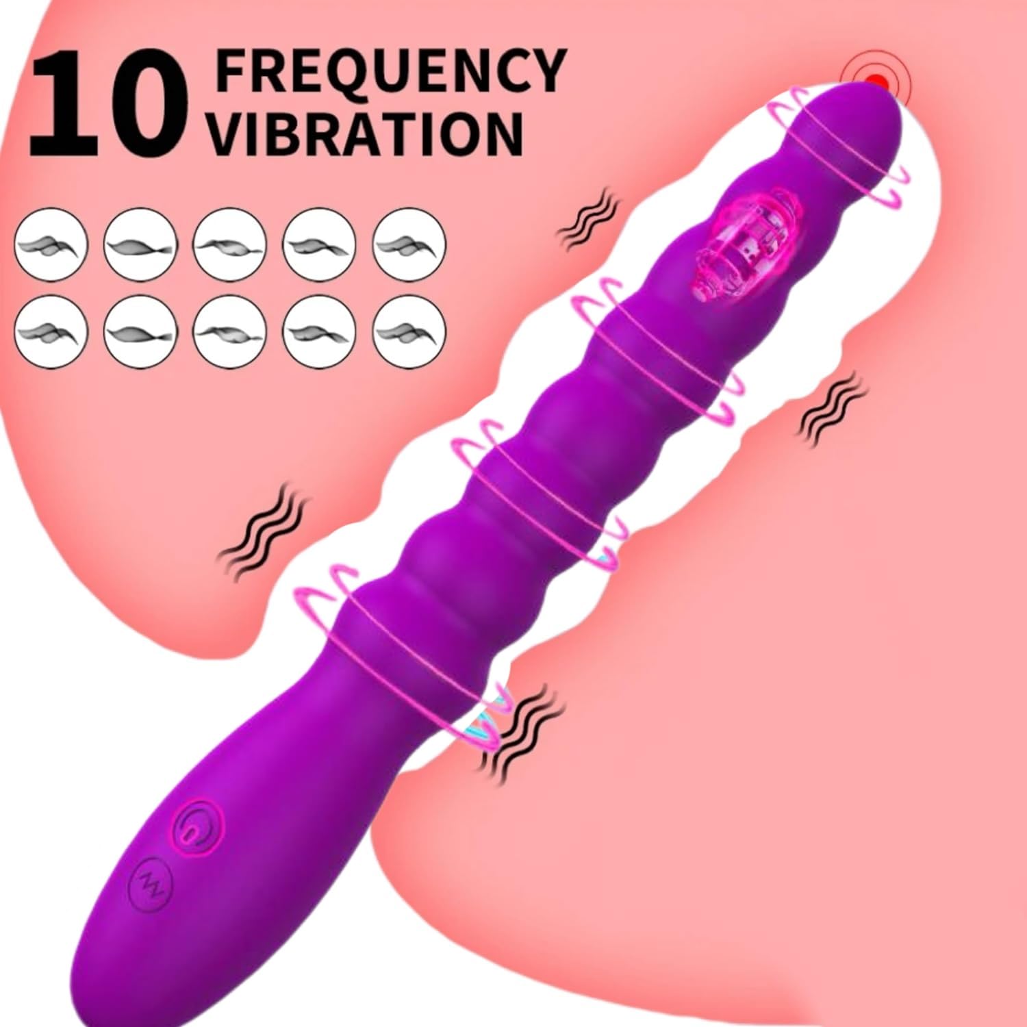 Vibrating Anal Beads Butt Plug - 10 Speed Rechargeable Prostate Massager & G-Spot Stimulator for Men & Women - Adult Sex Toy for Couples Pleasure & Solo Play (Purple) - Perfect for Sensual Exploration & Intimate Bonding