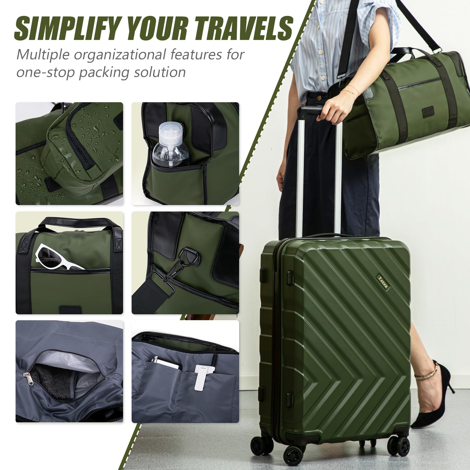 5-Piece ABS Hard Shell Luggage Set with Spinner Wheels & TSA Lock - 20/24/28 Inch Carry-On Suitcases (White) - Perfect for Family Vacations, Business Trips & International Travel