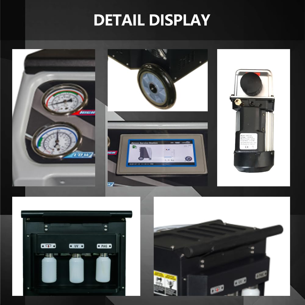 Fully Automatic Refrigerant Recovery Machine for AC & Automotive - R134a R134YF Compatible - Professional HVAC & Car AC Maintenance Tool for Home & Auto Repair Shops