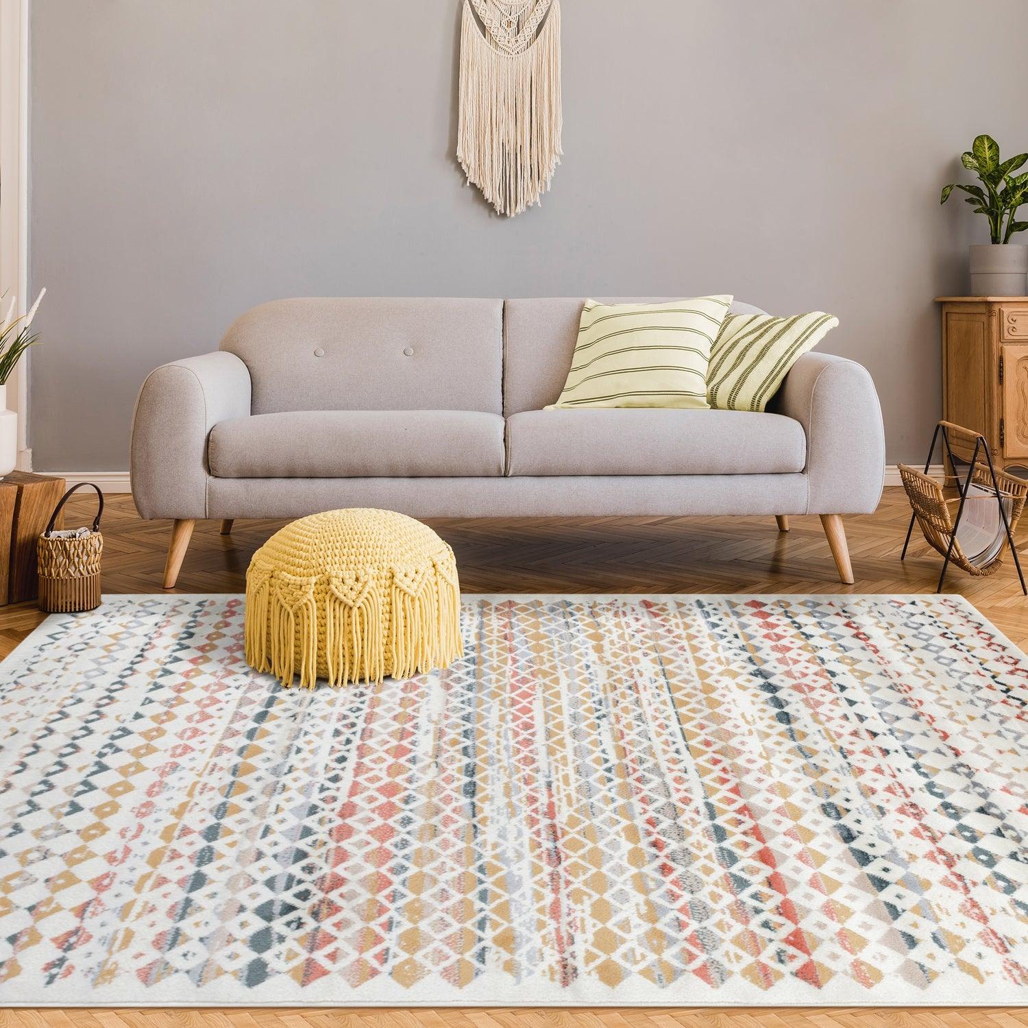 Numair Abstract Geometric Diamonds Indoor Area Rug - Non-Slip Modern Runner Rug for Living Room, Bedroom, Office - Soft Boho Home Decor Carpet