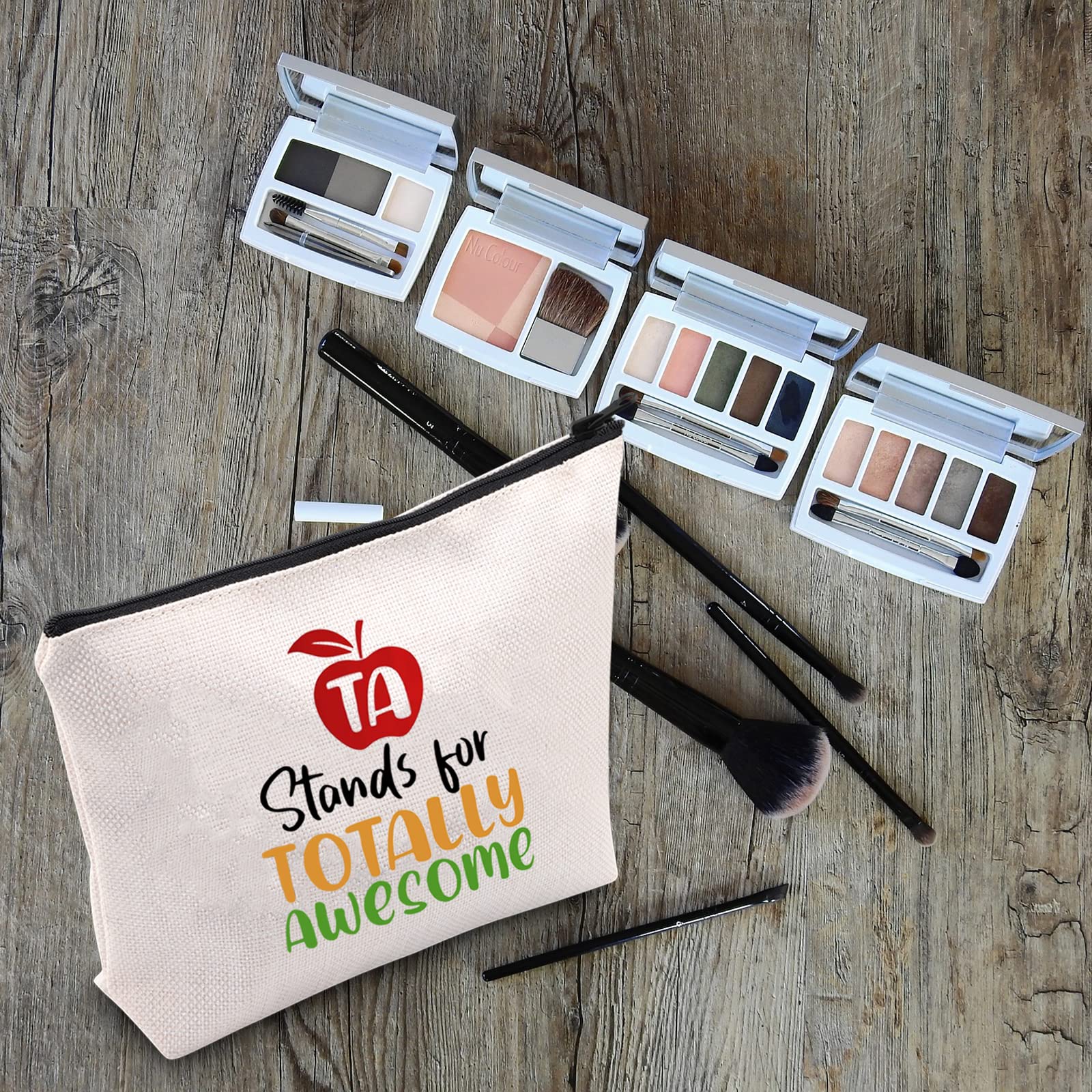 LEVLO Totally Awesome TA Makeup Bag - Perfect Teacher Assistant Gift for End of Term, Appreciation & Thank You - Cute Cosmetic Pouch for School, Work & Travel