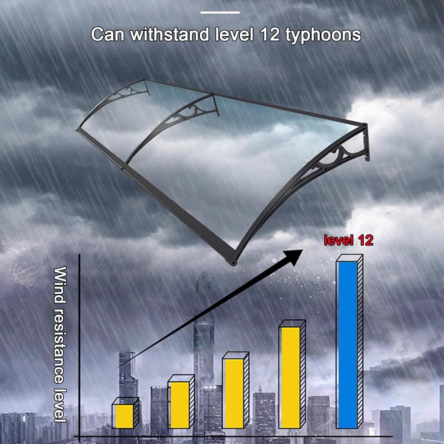 Modern DIY Aluminum Door Awning - Curved Porch & Window Cover for Rain, Snow & Sun Protection (60x160cm/24
