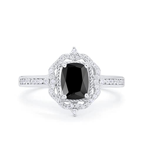 14K White Gold Simulated Black CZ