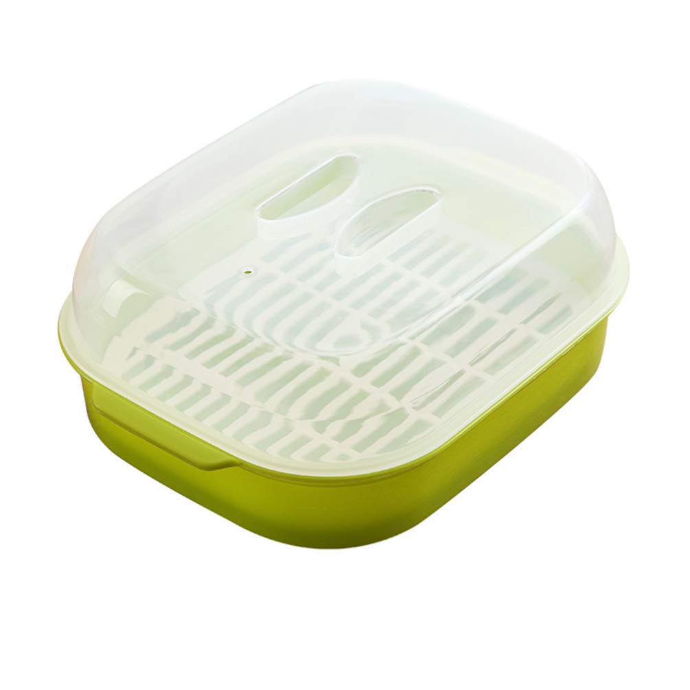 DOITOOL Microwave Steamer Set - Reusable Steamer Basket for Vegetables, Fish & Buns - BPA-Free Plastic Food Container with Removable Lid - Kitchen Cooking Accessories (Green) - Perfect for Quick Meals, Healthy Cooking & Meal Prep