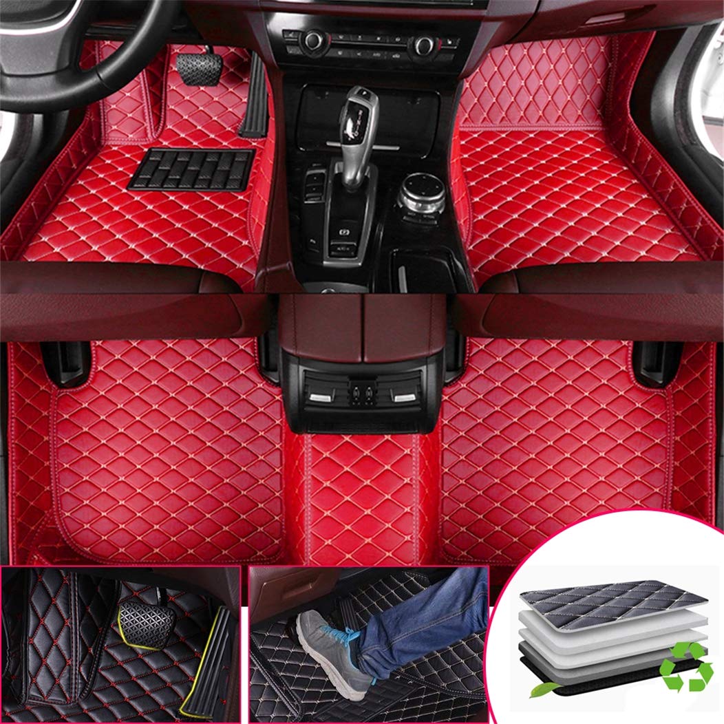 Premium Ayoade Car Floor Mats for Mercedes Benz CLA 2013-2019 - Custom Fit All-Weather Auto Floor Liners with Anti-Slip Leather Carpet Design (Red) - Perfect for Daily Commute, Road Trips & Car Protection