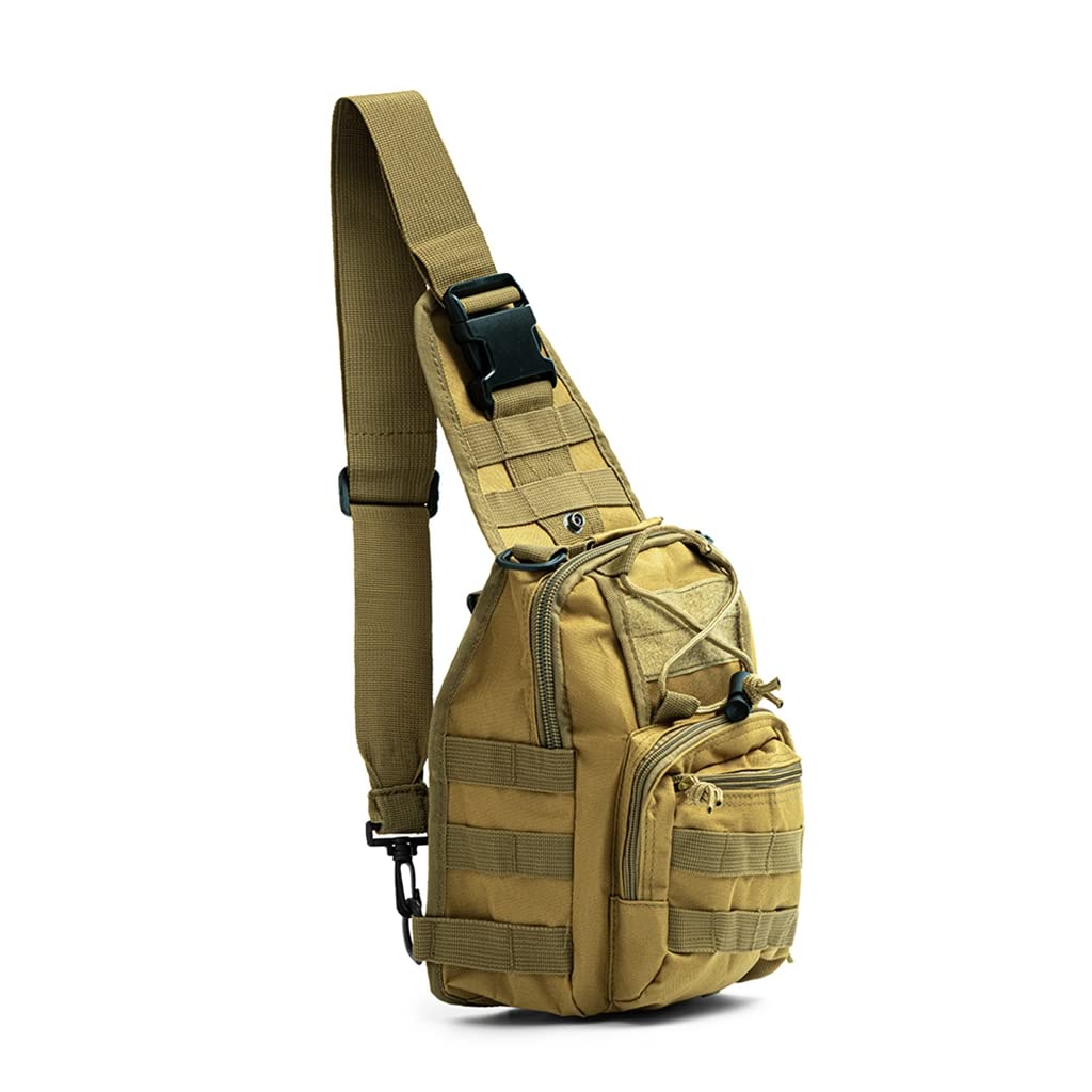 Tactical Sling Bag - Military MOLLE Chest Pack, Crossbody Shoulder Bag for Men & Women - Compact Messenger Daypack for Hunting, Camping, Hiking & Outdoor Adventures