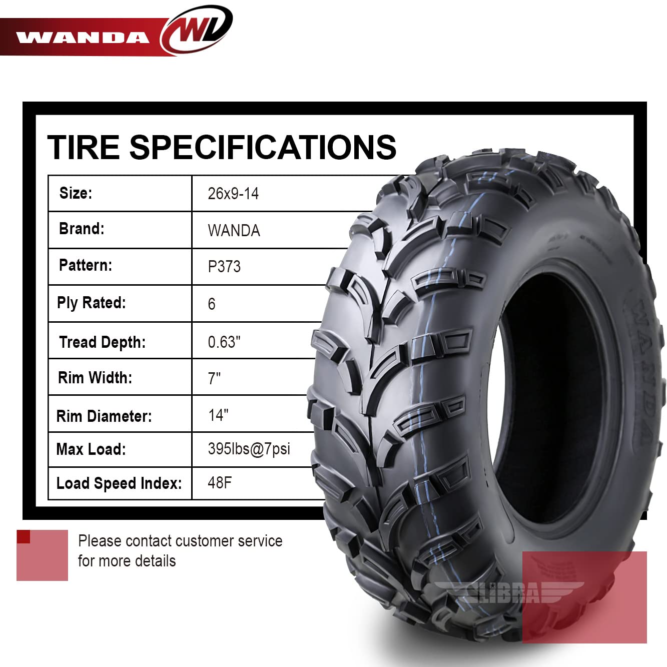 **LIBRA Set of 2 ATV/UTV Tires 26x9-14 6PR All-Terrain Tires for Off-Road, Mud, Sand & Trail Riding – Heavy-Duty Performance for ATVs, UTVs & Side-by-Sides**