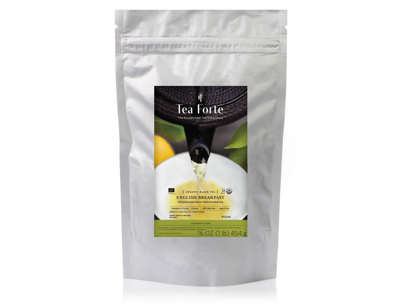 Premium English Breakfast Loose Leaf Tea - 1 Pound Fresh Black Tea Pouch for Morning Boost & Afternoon Tea Time | Rich Flavor, High Caffeine | Perfect for Home, Office or Gift Giving