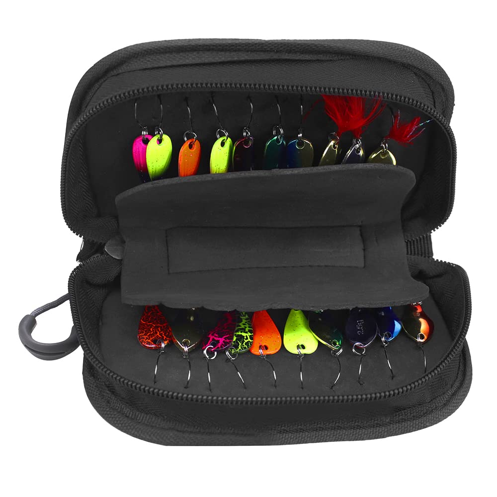 16pcs Spinnerbait Fishing Lure Set - Metal Spoons Baits for Trout, Bass, Walleye - Casting Spinner Fishing Lures with Storage Bag - Perfect for Freshwater Fishing, Lake & River Angling