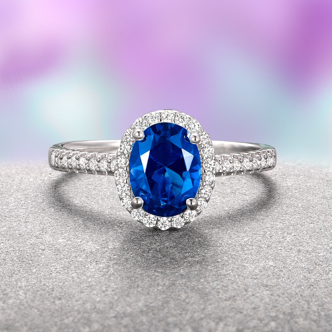 Stunning Iris Blue Sapphire Ring in Sterling Silver – Elegant Jewelry for Women, Perfect for Engagement, Wedding & Special Occasions