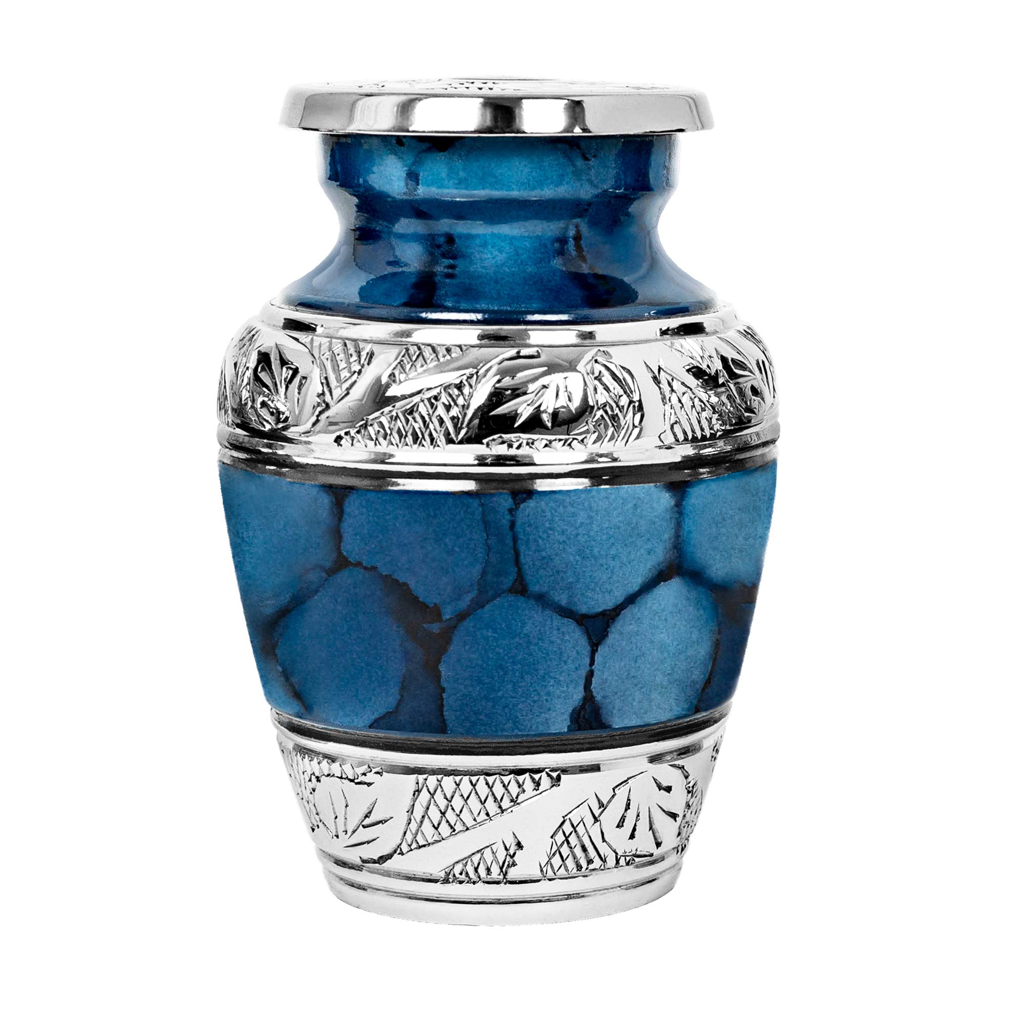 Heavenly Peace Elegant Dark Blue Adult Cremation Urn for Ashes - Beautiful Keepsake Memorial Urn with Velvet Bags & Case - Perfect for Home Memorials, Funeral Services & Honoring Loved Ones