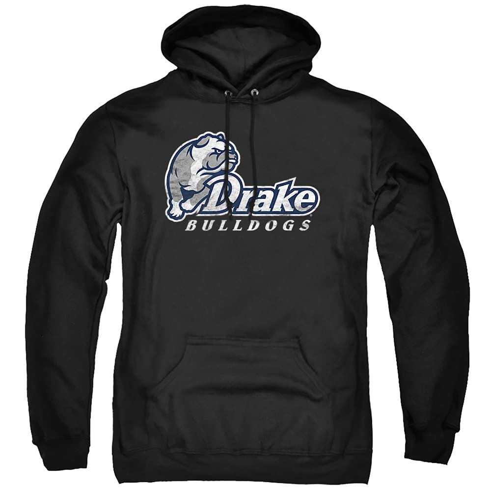 Drake University Official Distressed Unisex Pullover Hoodie - Soft Cotton College Sweatshirt for Men & Women, Black, Large - Perfect for Game Day, Campus Wear & Casual Outfits