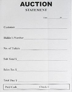 Stock Auction Statement #97, 2-Part Carbonless Forms (250/Pack) - Perfect for Business Sales, Inventory Tracking & Receipt Management