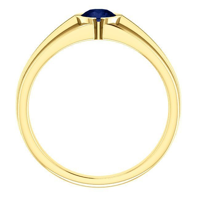 14K Gold Blue Sapphire Solitaire Ring for Men - 0.60 Carat Bezel Set Gemstone Wedding Band - Perfect for Engagement, Anniversary & Special Occasions