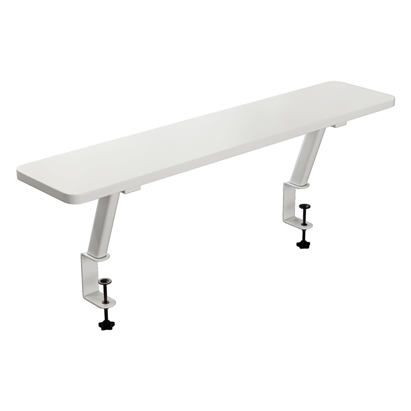 Clamp-On Desk Hutch Organizer - 60x20cm White Multipurpose Shelf for Laptop, Monitor & Office Supplies | Space-Saving Dorm Desk Extension, Computer Riser & Countertop Organizer | Perfect for Home Office, Study Room & Small Workspaces
