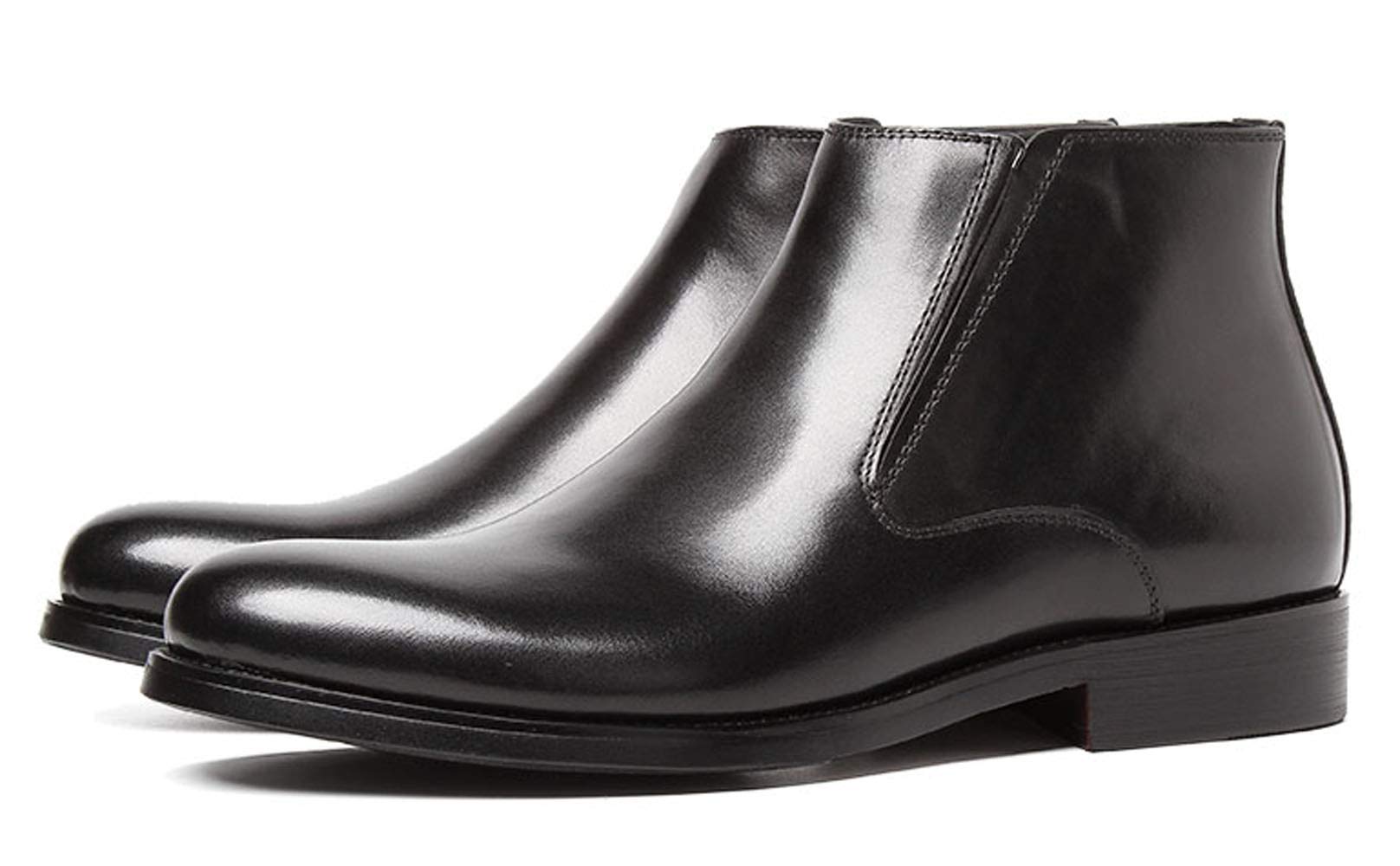 Santimon Men's Chelsea Boots - Genuine Leather Ankle Boots with Side Zipper, Fashion Dress Boots for Men in Black & Tan - Perfect for Casual, Office & Night Out