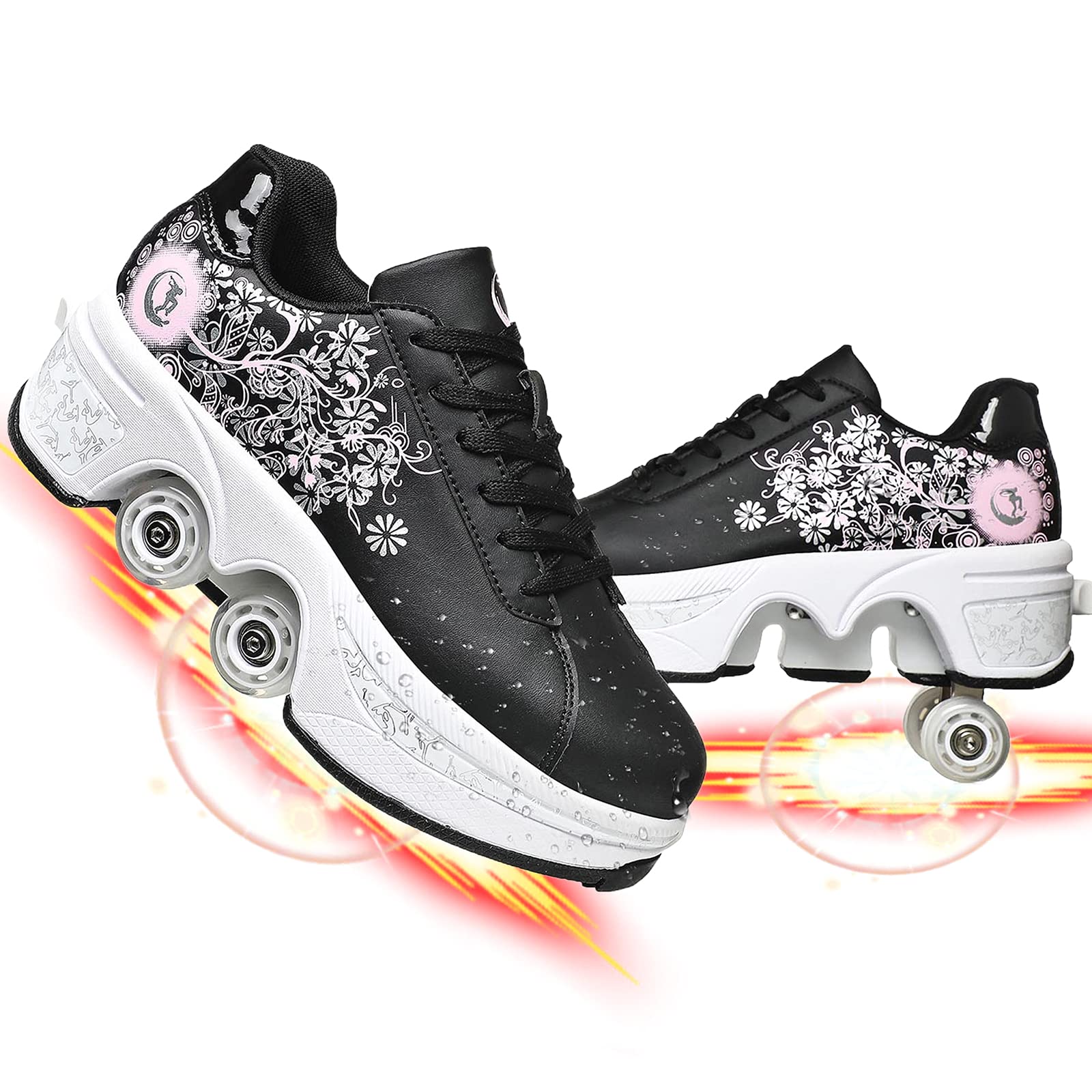 Retractable Parkour Shoes That Convert to Rollerskates - Adjustable Kickroller Skating Shoes for Women, Men & Kids | Perfect for Urban Commuting, Fitness Training & Outdoor Adventures