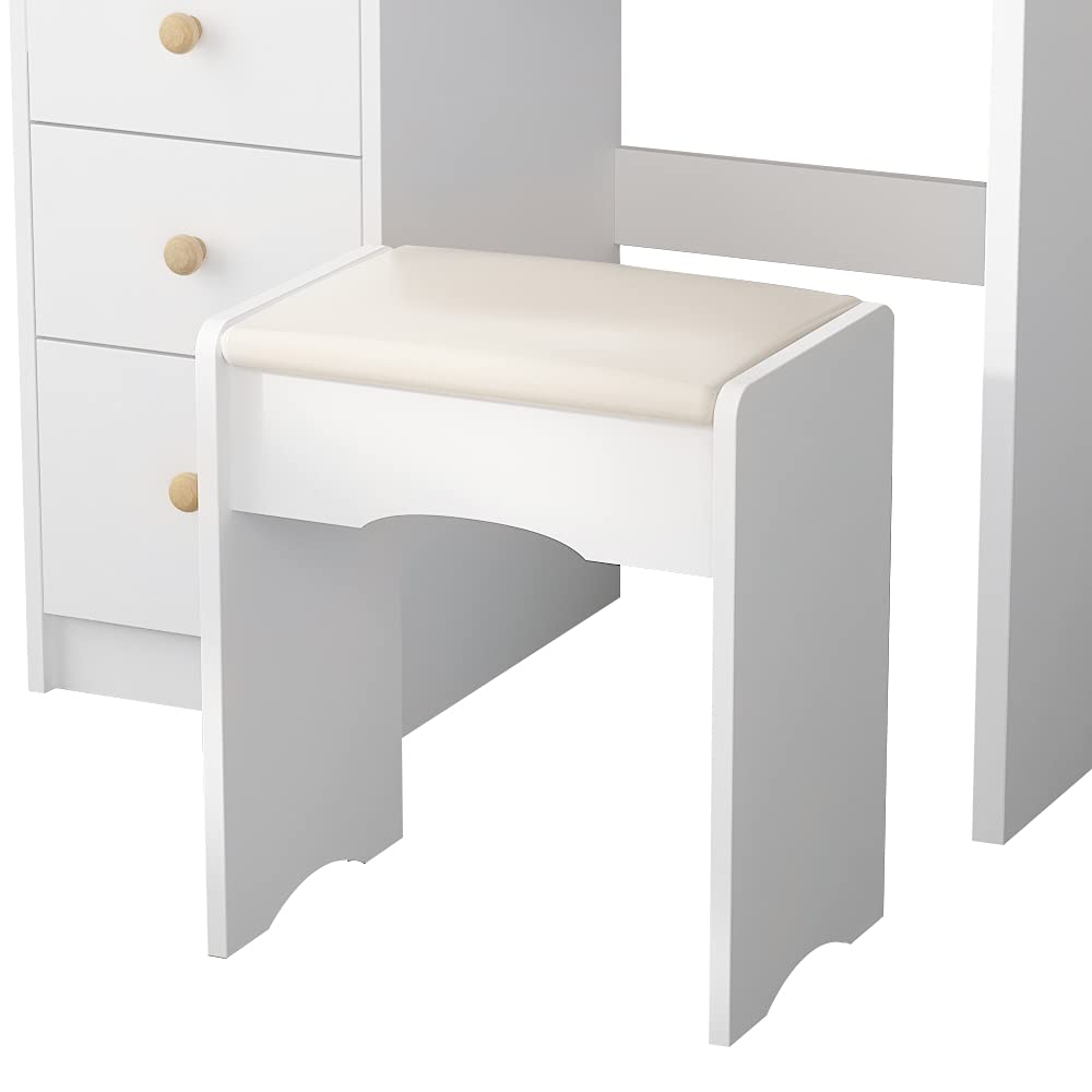 White Vanity Table Set with Mirror & Drawers for Girls & Women - Perfect for Makeup & Dressing