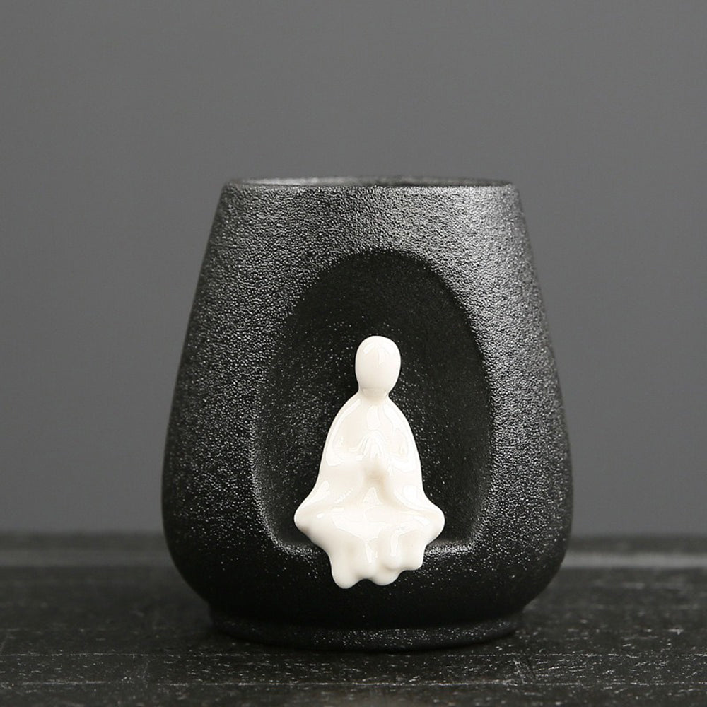 Premium Zen Ebony Tea Set with Black Ceramic Holder - Traditional Japanese Tea Ceremony Accessories for Matcha & Loose Leaf Tea Brewing at Home