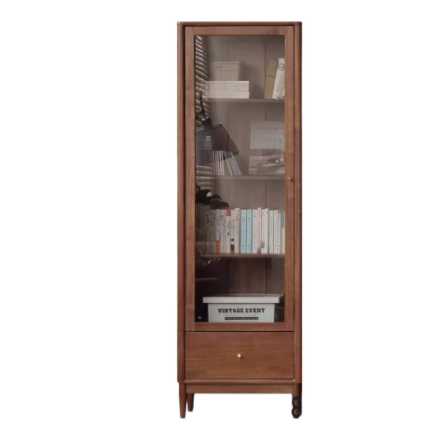 23.6x12.6x74.8 inch/ 60x32x190сm / Walnut color / Oak bookcase with doors (upgraded partitions)