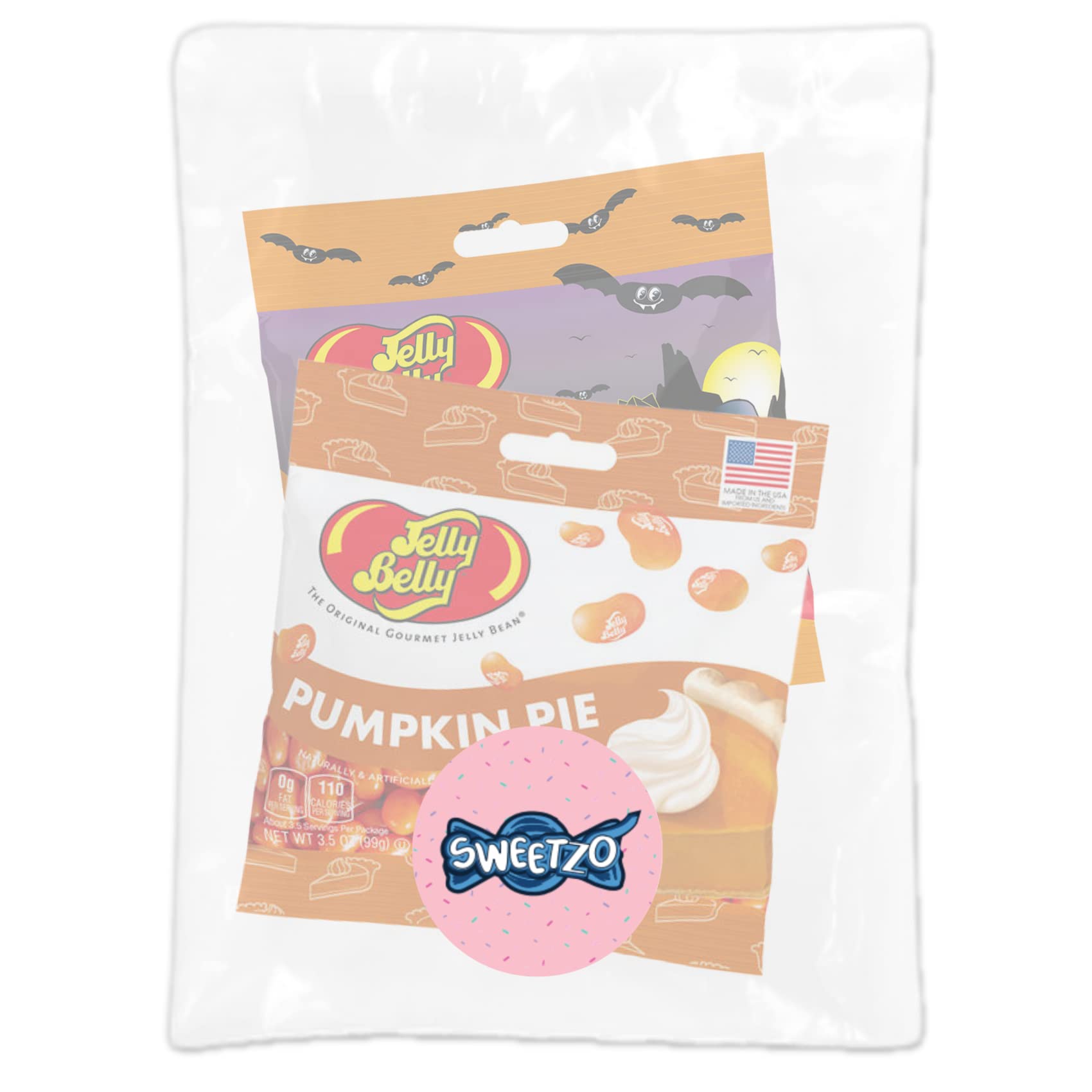 Sweetzo Halloween Monster Mash & Pumpkin Pie Jelly Beans - 2 Pack Bulk Candy for Trick or Treat, Party Favors, Goodie Bags & Holiday Celebrations - Assorted Flavors Spooky Treats for Kids & Adults