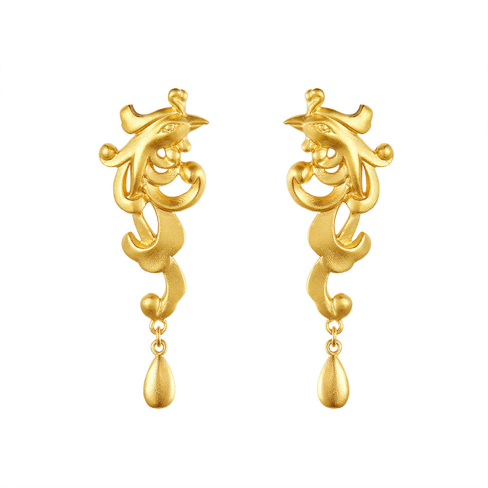 24K Gold Phoenix Earrings for Women - Elegant Handmade Jewelry Gift for Birthday, Anniversary & Special Occasions | Perfect for Parties, Weddings & Evening Events