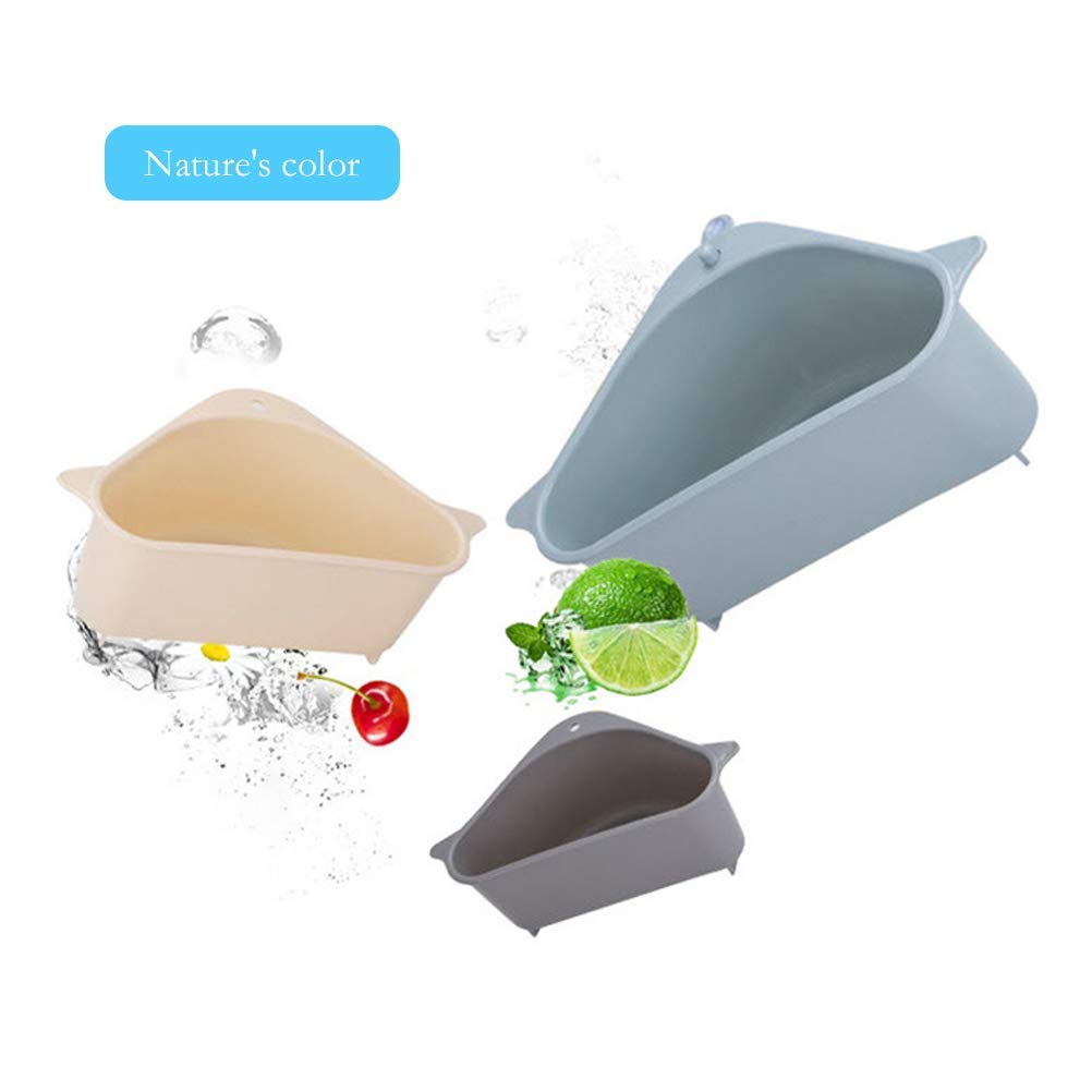 Stainless Steel Sink Drain Shelf - Triangle Hanging Kitchen Sink Organizer with Suction Cups, Space-Saving Corner Strainer Basket for Fruits, Vegetables & Dishware - Perfect for Small Kitchen & Bathroom Storage Solutions