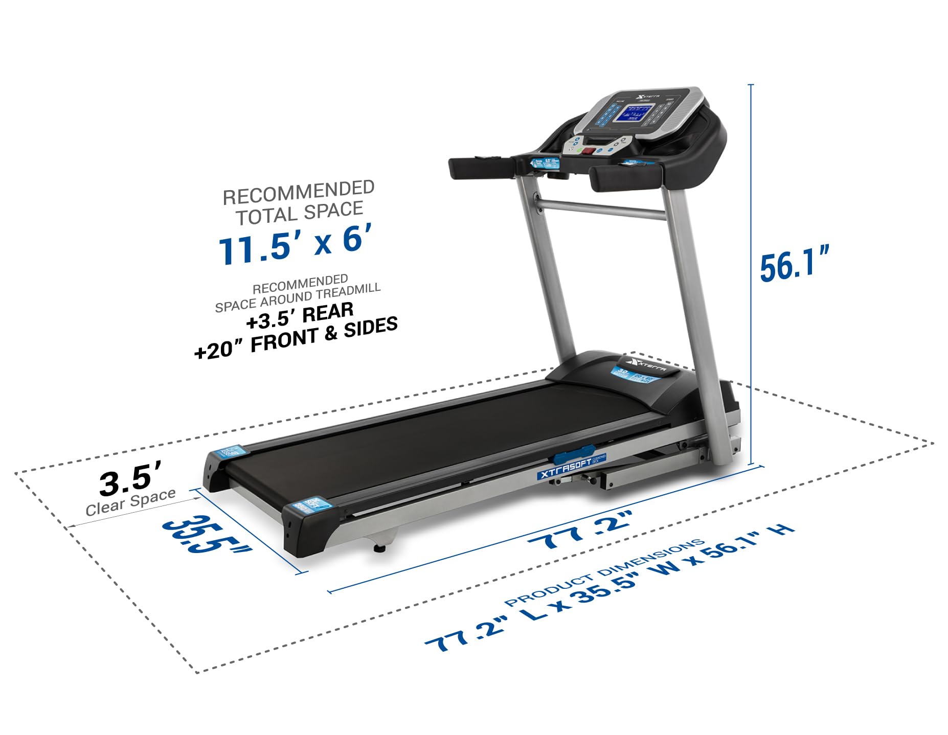 XTERRA Fitness Sport Series Premium Folding Smart Treadmill - Bluetooth Enabled with XTERRA+ App, Adjustable Speed & Incline, Cushioned Running Deck for Home Gym & Cardio Workouts - Perfect for Running, Walking & Indoor Fitness Training